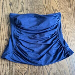 Lands End Womens Solid Navy Blue Strapless Tankini Swim Suit Top Plus Size 16W